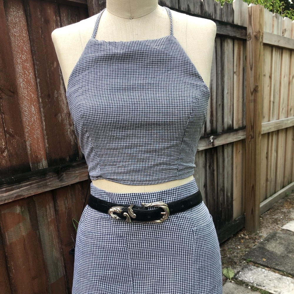 LF gingham halter top